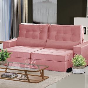 Sofá Curitiba Modular 3 Lugares 230cm Retrátil Reclinável Yescasa Rose