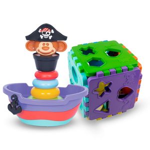 Brinquedos Educativos 1 Ano Bebê Menino E Menina - Baby Pirata + Cubo