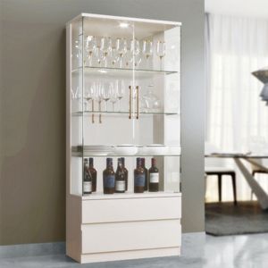 Cristaleira 2 Portas Vidro Temperado Lisboa Mavaular Off White
