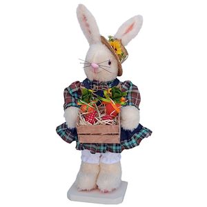 Coelho Decorativo De Páscoa Em Pé Coelha Jardineira - 50cm