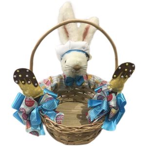 Cesta De Páscoa Em Vime Coelho Confeiteiro - 18cm