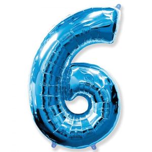 Balão Metalizado Azul Número 6 - 1 Metro