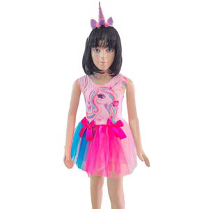 Fantasia Infantil Unicórnio Vestido Com Tiara Tamanho P