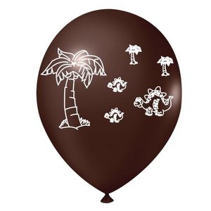 Balão Dinossauro Marrom E Branco - 9 Polegadas - 25 Unidades