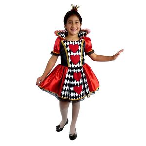 Fantasia Rainha De Copas Infantil Com Vestido E Coroa Tamanho P