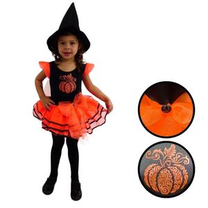 Fantasia Bruxinha Abóbora Infantil Halloween Tamanho P