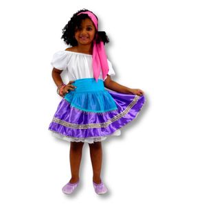 Fantasia Cigana Infantil Com Vestido, Lenço E Faixa Tamanho G