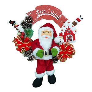 Guirlanda De Natal Com Papai Noel Tradicional - 50cm