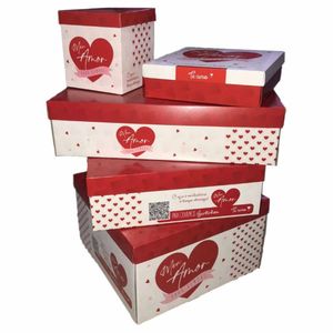 Caixa De Presente Estampada Meu Amor - Vários Modelos Tamanho 27 X 27 X 9