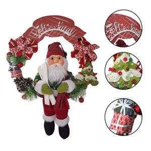 Guirlanda De Natal Com Papai Noel Ski - 65cm
