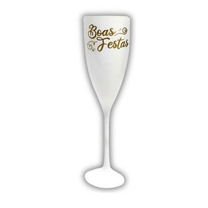 Taça De Champanhe Acrílico Branco Boas Festas - 180ml