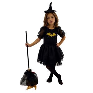 Fantasia Bruxinha Morcego Dourado Infantil Halloween Tamanho G