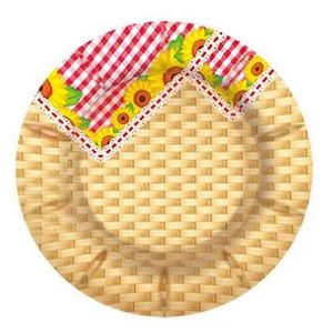 Prato De Papelão Redondo Arraiá Girassol 32cm