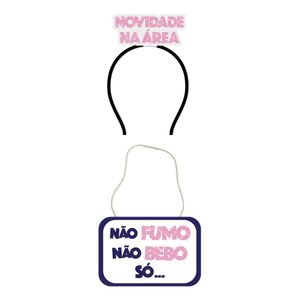 Kit De Festa Novidade Na área Com Tiara E Plaquinha
