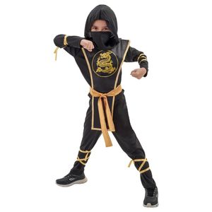 Fantasia Ninja Preto E Dourado Infantil Com Acessórios Tamanho M