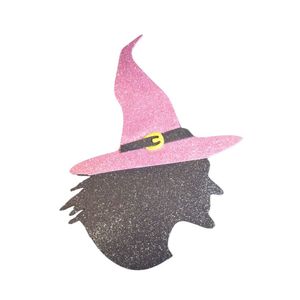 Placa Decorativa Halloween Bruxa Glitter - 1 Unidade