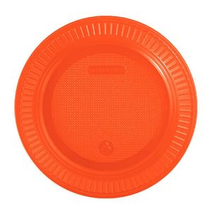 Prato Descartável Raso Laranja Neon 15cm - 10 Unidades