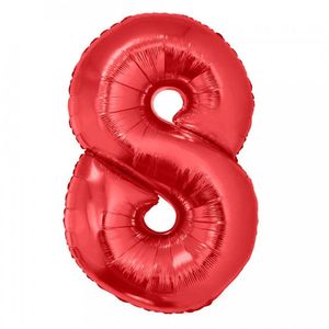 Balão Metalizado Vermelho Número 8 - 1 Metro