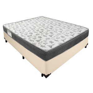 Cama Box Casal Sintético + Colchão De Espuma D33 Sereneprime 138cm Bege