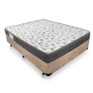Cama Box Casal Suede + Colchão De Molas Ensacadas Sereneprime 138x188x58cm Bege