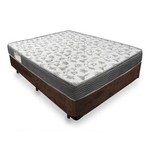 Cama Box Casal Suede + Colchão De Molas Ensacadas Sereneprime 138x188x58cm Marrom