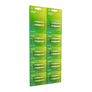 Pilha Alcalina Aa Elgin 1.5v Blister Grande Com 10x2