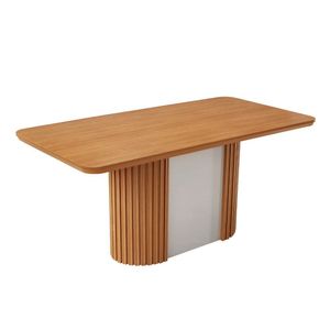 Mesa De Jantar Aspen 180cm Tampo Mdf Canto Copo Moderna Naturalle/off White