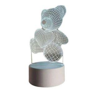 Luminária 3d Embuled 3 Cores Urso