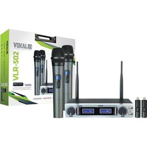 Microfone De Mão Duplo Vokal Vlr-502 Cromado