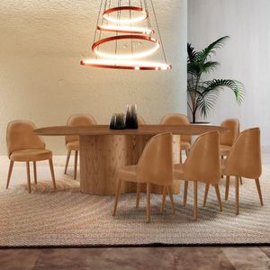 Mesa De Jantar Suiça 220cm Madeira Tampo Laminado Orgânico Star Caramelo / Imbuia Nat.