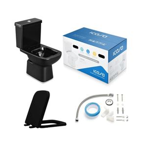 Combo Bacia Com Caixa Acoplada + Acessórios Icasa Misti - Preto Matte
