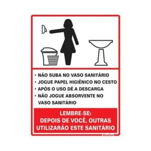 Placa De Sinalização Acesso 15x20cm Procedimento Sanitário Feminino
