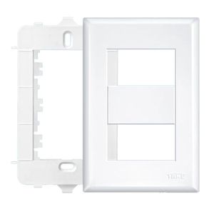 Conjunto Fame Habitat Black - Placa Com Suporte 2 Módulos Distanciados Horizontais 4x2