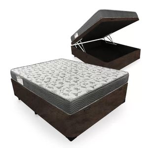 Cama Box Baú Casal Suede + Colchão De Espuma D33 - Sereneprime - 138cm Cor:marrom