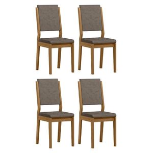 Conjunto 4 Cadeiras Carol Ypê/camurça Marrom - New Ceval