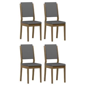 Conjunto 4 Cadeiras Carol Imbuia/veludo Cinza - New Ceval