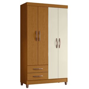 Guarda-roupa Albatroz âmbar 4 Portas Solteiro Mdp 2 Gavetas Cinamomo/off White