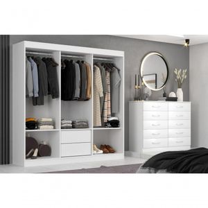 Closet Lisboa Com Cômoda 10 Gavetas Premium Marbela - Branco
