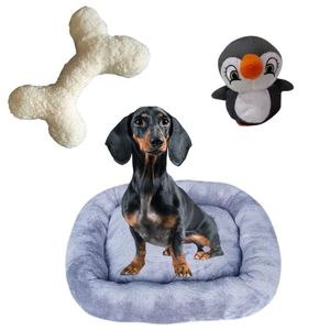 Cama Bigata G Tecido Soft Com Osso E Pelucia Kit 3 Peças Cinza