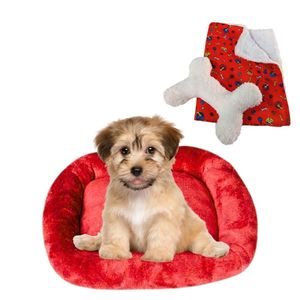 Cama Bigata M Tecido Soft Com Osso E Mantinha Kit 3 Peças Vermelho