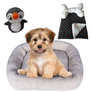 Cama Bigata M Tecido Soft Com Osso Pelucia E Manta Kit 4 Peças Avelã