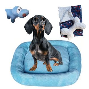 Kit Cama Pet Bigata G Luxo Com Osso Pelucia E Mantinha Azul Claro