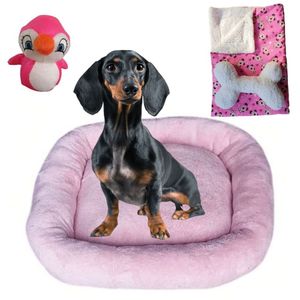 Kit Cama Pet Bigata G Luxo Com Osso Pelucia E Mantinha Rosa