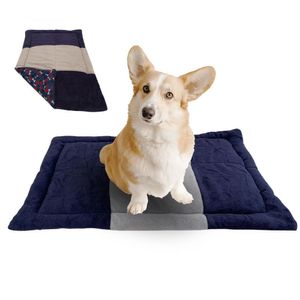 Tapete Pet 68x48 Dupla Face De Algodão E Mantinha Azul E Cinza