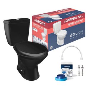 Combo Bacia Com Caixa Acoplada + Acessórios Lorenzetti Way - Preta