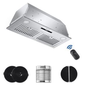 Coifa Amzchef Embutida 30, Aço Inox, 900 Cfm, 3 Velocidades E Led