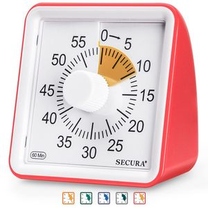 Secura Timer Visual De 60 Minutos Para Sala De Aula E Gestão De Tempo (laranja E Vermelho)