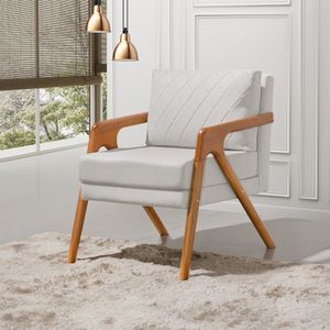 Poltrona Mona Luxo Onix Madeira Maciça Tecido Linho Cinza Web Holz