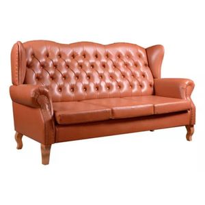 Sofá Chesterfield 3 Lugares Imperador Vintage Retrô Capitonê Couro Caramelo