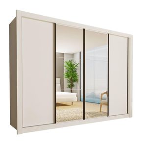 Guarda Roupa 4 Portas De Correr Com Espelhos 4 Gavetas Firenze Minastex Branco